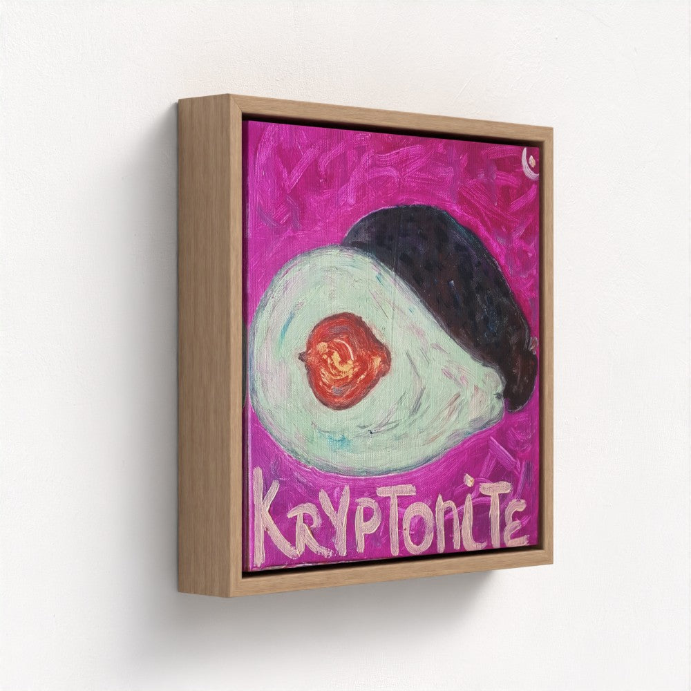 Canvas Print of Avocado Painting in Natural Wood Float Frame - PopArtLau17