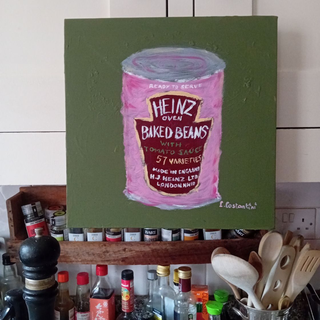 "SPILL THE BEANS!" | Original Baked Beans Pop Art Canvas by Lau Costantini