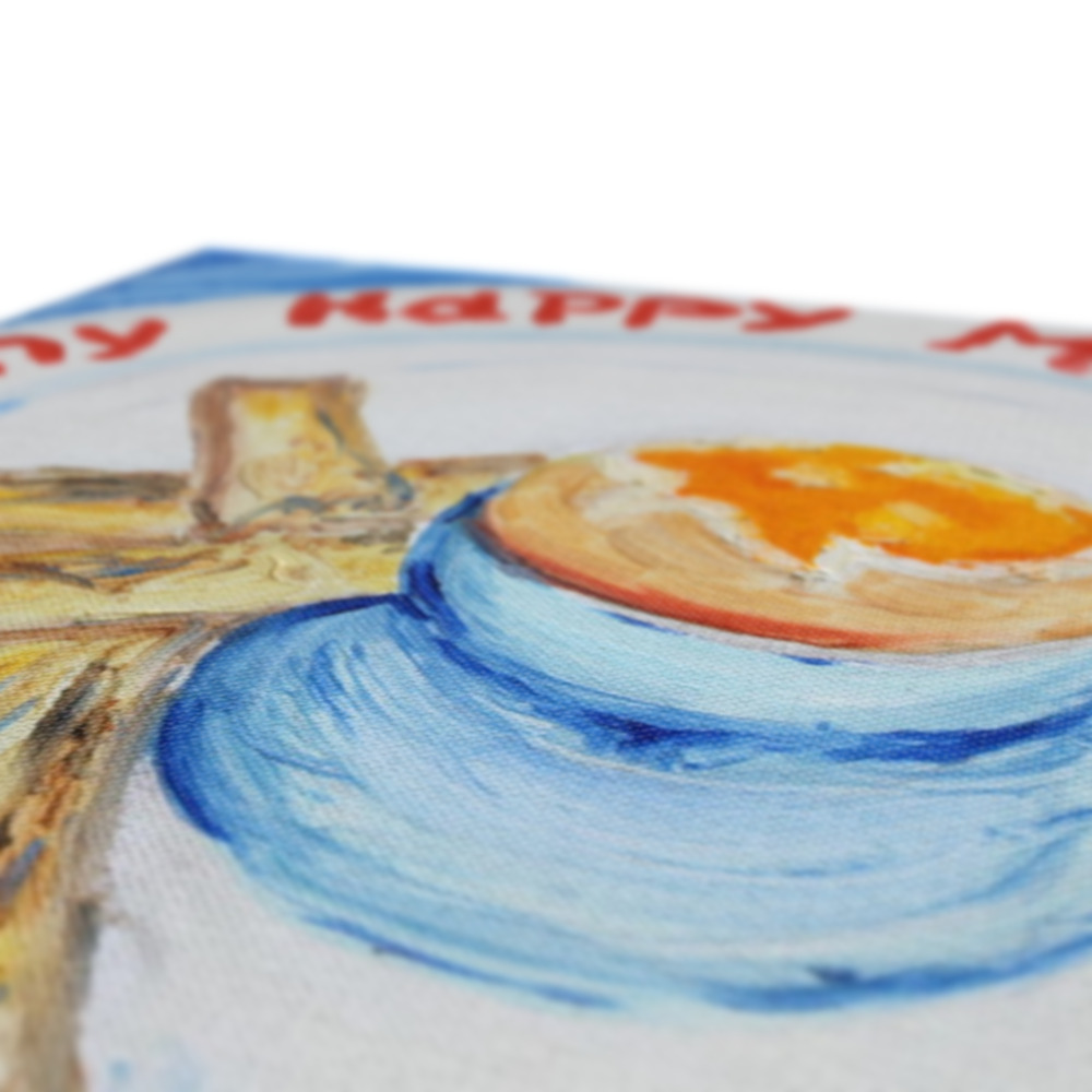 Close view, feeling and texture of a Canvas Print of an Egg in an Eggcup -PopArtLau17