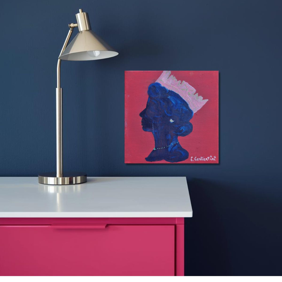 "CROWN!" | Original Queen Profile Pop Art Canvas by Lau Costantini