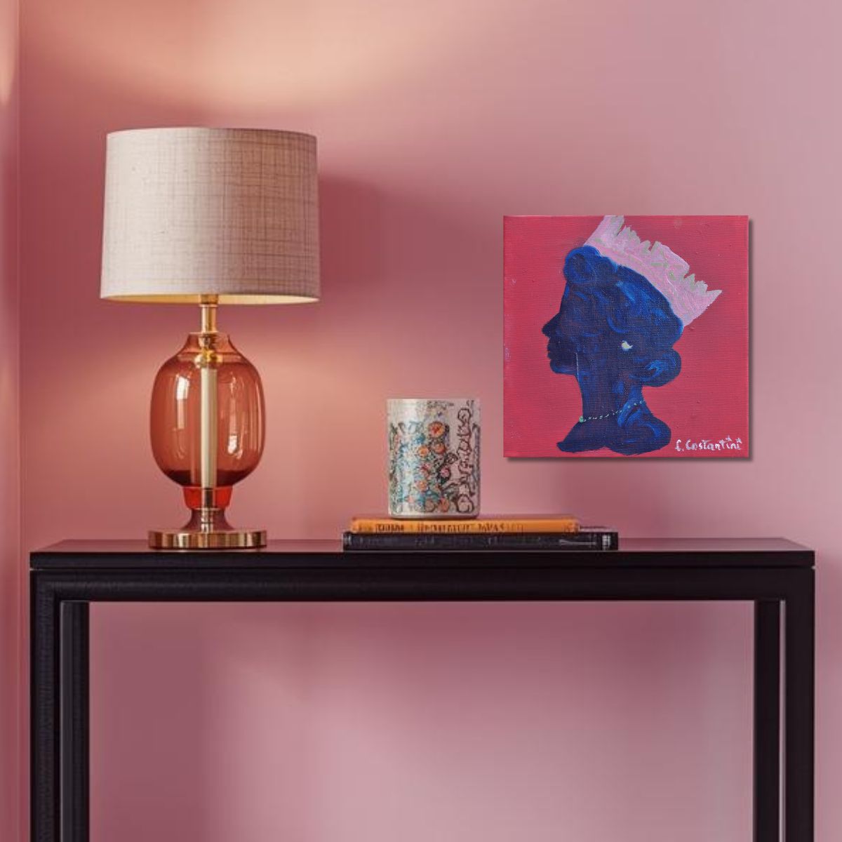 "CROWN!" | Original Queen Profile Pop Art Canvas by Lau Costantini
