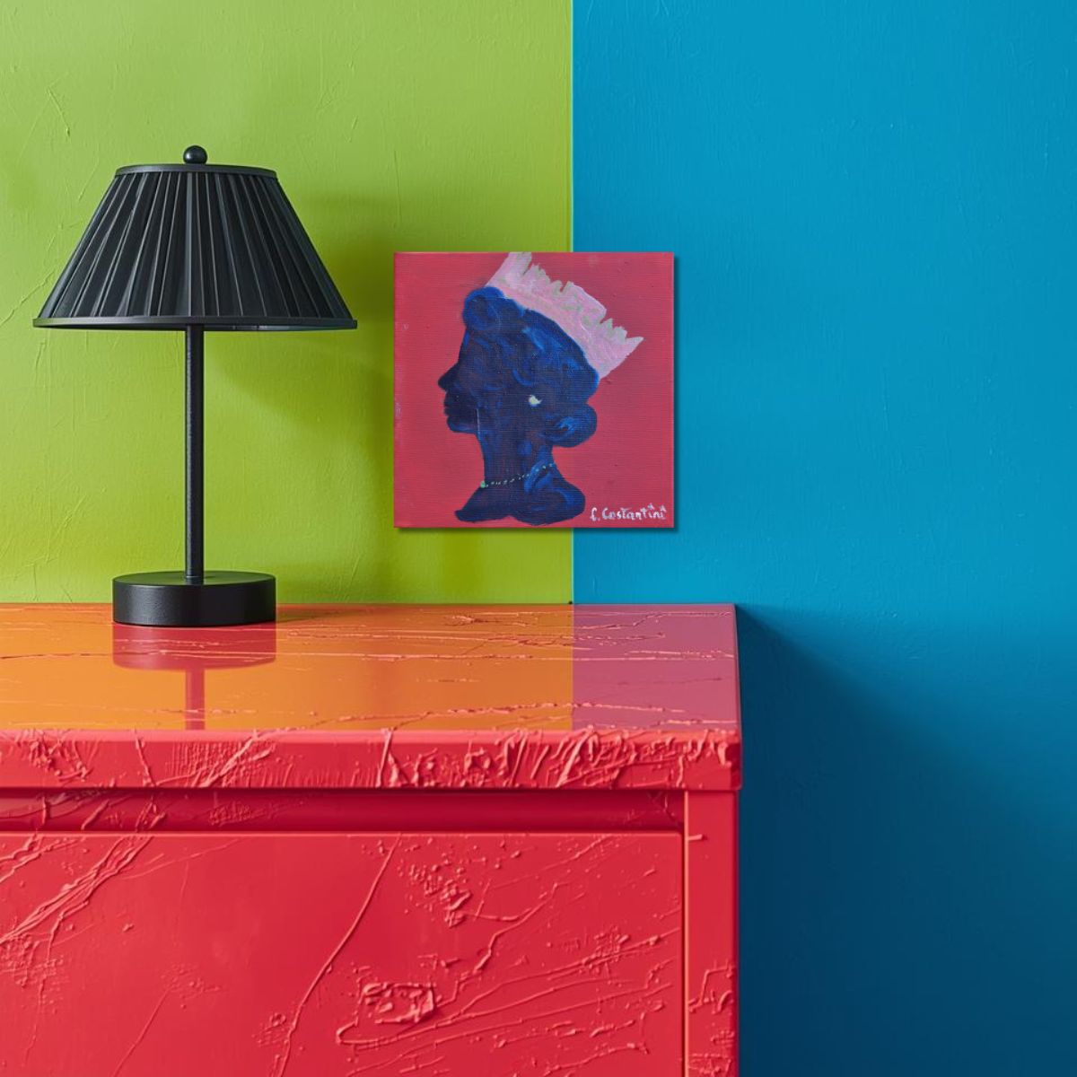 "CROWN!" | Original Queen Profile Pop Art Canvas by Lau Costantini