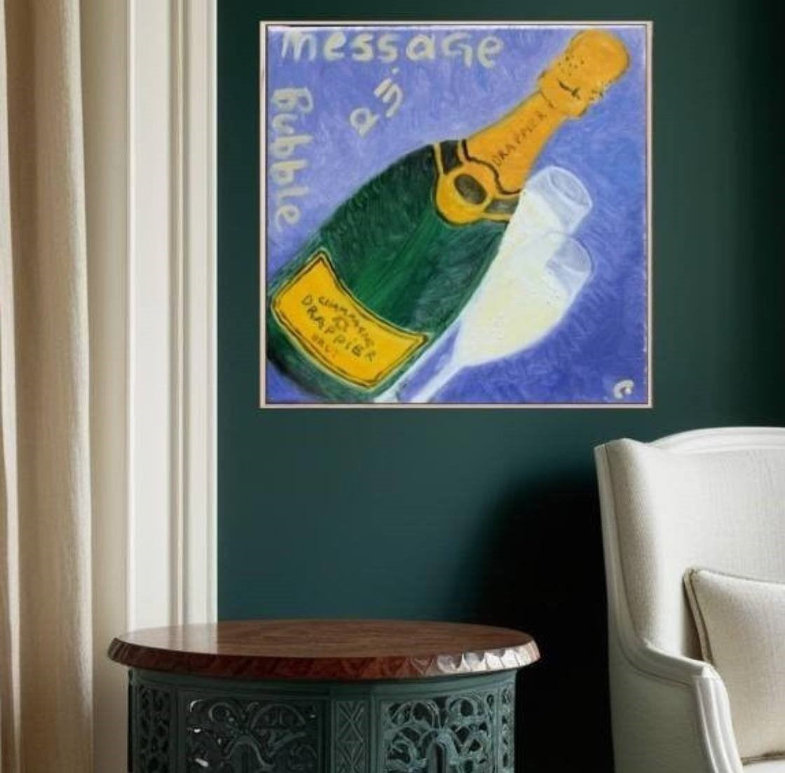 Drappier Champagne Canvas Print in a Dark Green Classic Living Room -PopArtLau17