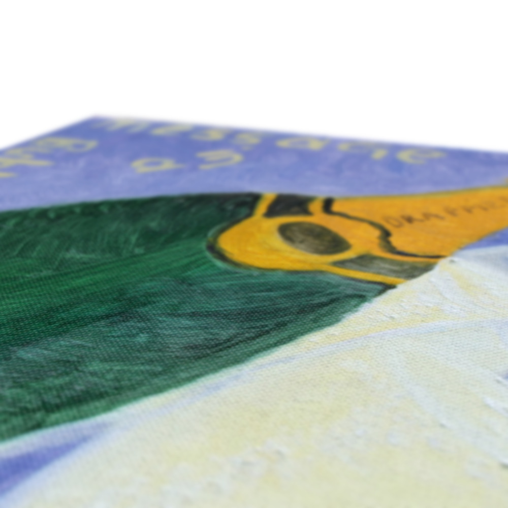 Angled view, feeling and texture of a Canvas print of a Bottle of Champagne -PopArtLau17
