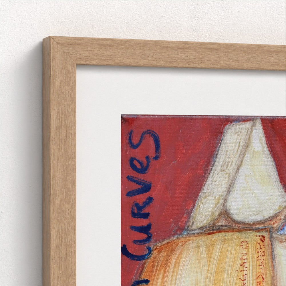 Corner of Reggiano cheese Paper Print in a NaturalWood Frame-PopArtLau17