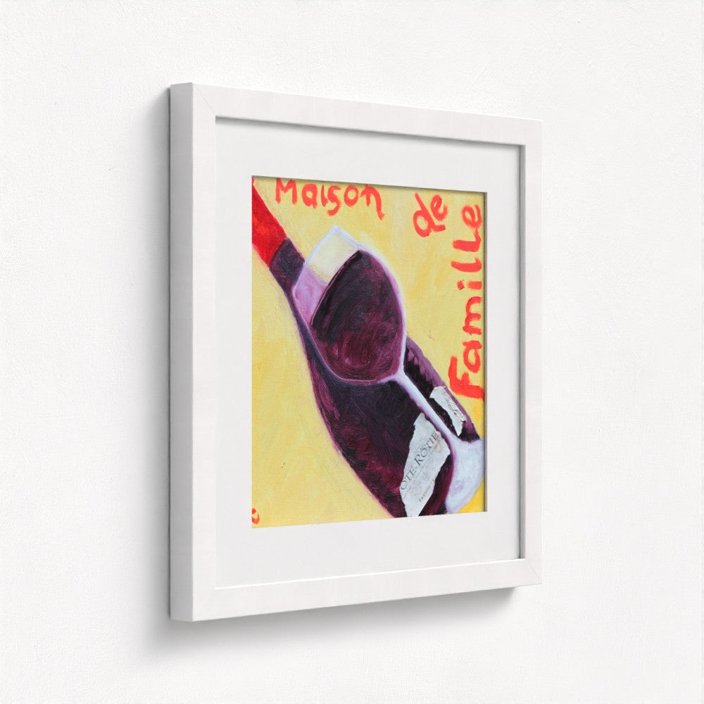 CoteRotie Bottle Wall Art White Frame-PopArtLau17