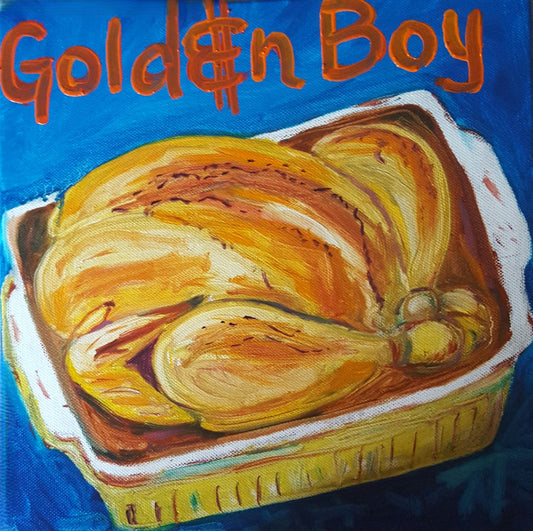"GOLDEN"! Pop Art Roast Chicken Golden Boy Print on Paper