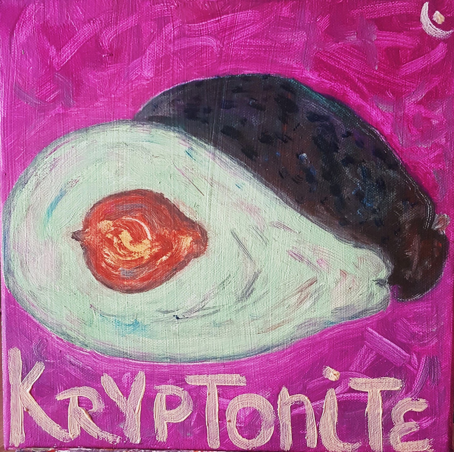 Pink and Green Art Print of an Avocado on Paper or Canvas- PopArtLau17
