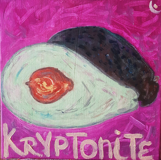 Pink and Green Art Print of an Avocado on Paper or Canvas- PopArtLau17
