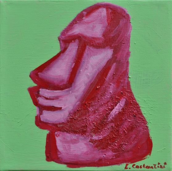 "MOAI!" | Original Rapa Nui Profile Pop Art Canvas by Lau Costantini