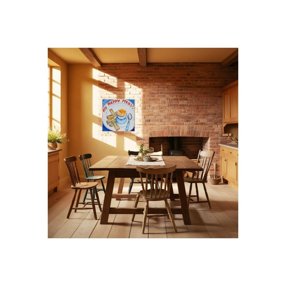 Art Print of an Egg in rustic family Kitchen-PopArtLau17