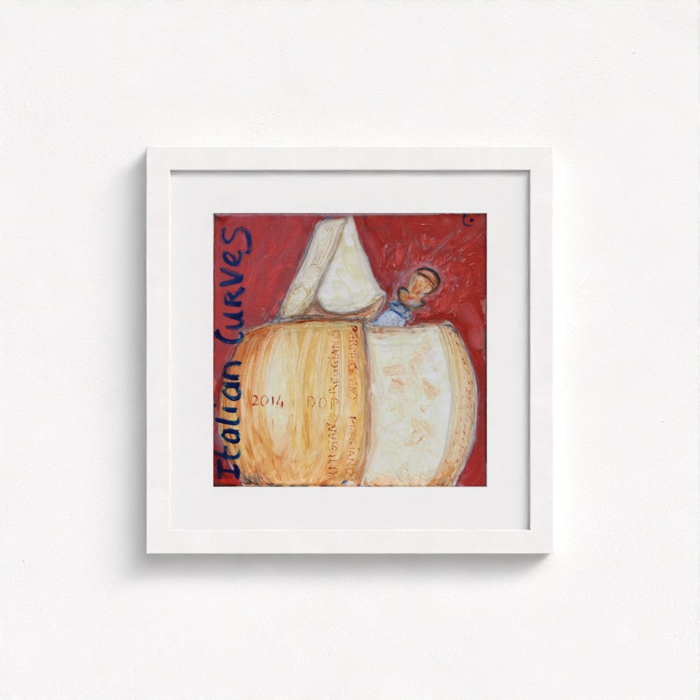 Classic White Framed Print of Parmesan wheel-PopArtLau17