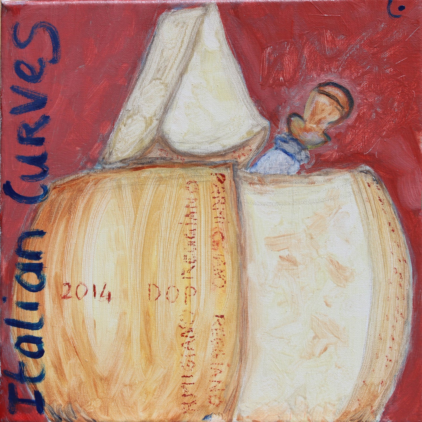 Parmiggiano Cheese Wheel on a burnt Terracotta background Canvas-PopArtLau17