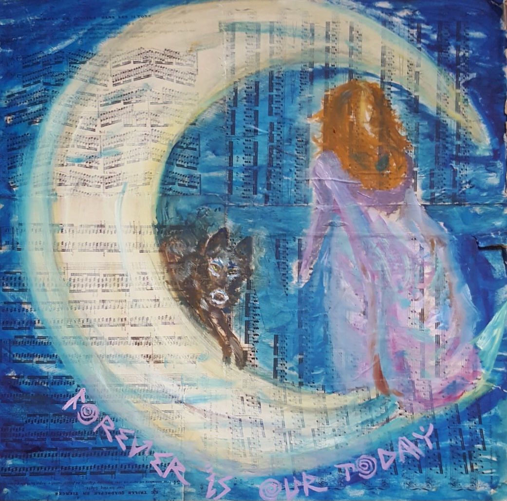 "WANE!" | Original Moon Sisters Waning Moon Witch Art by Lau Costantini