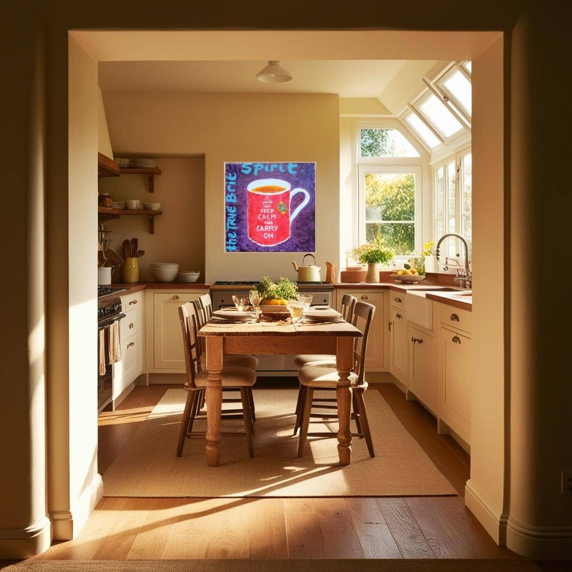 Kitchen Wall Art called True Brit Spirit in a Red Mug of Tea -PopArtLau17