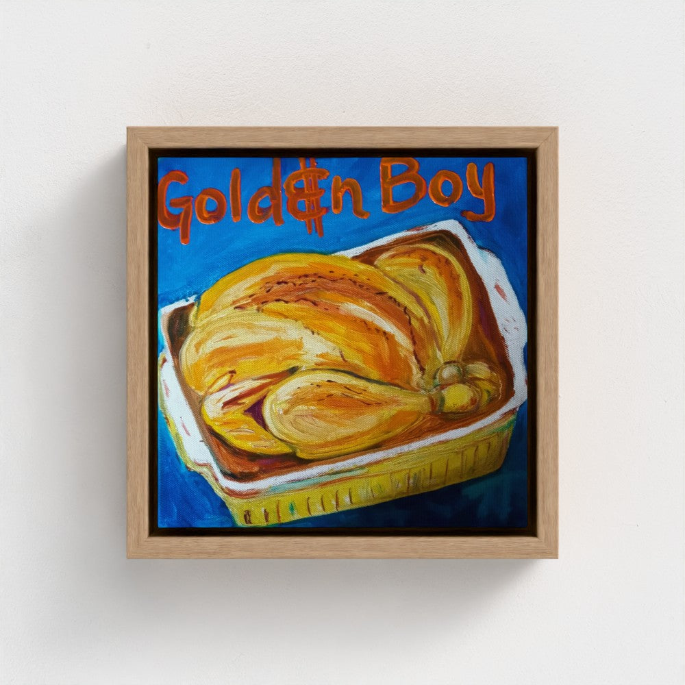 "GOLDEN"! Pop Art Roast Chicken Golden Boy Print on Canvas
