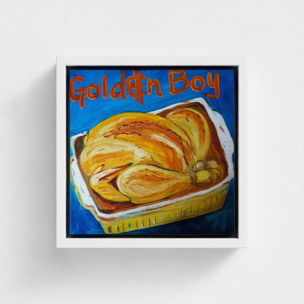 "GOLDEN"! Pop Art Roast Chicken Golden Boy Print on Canvas