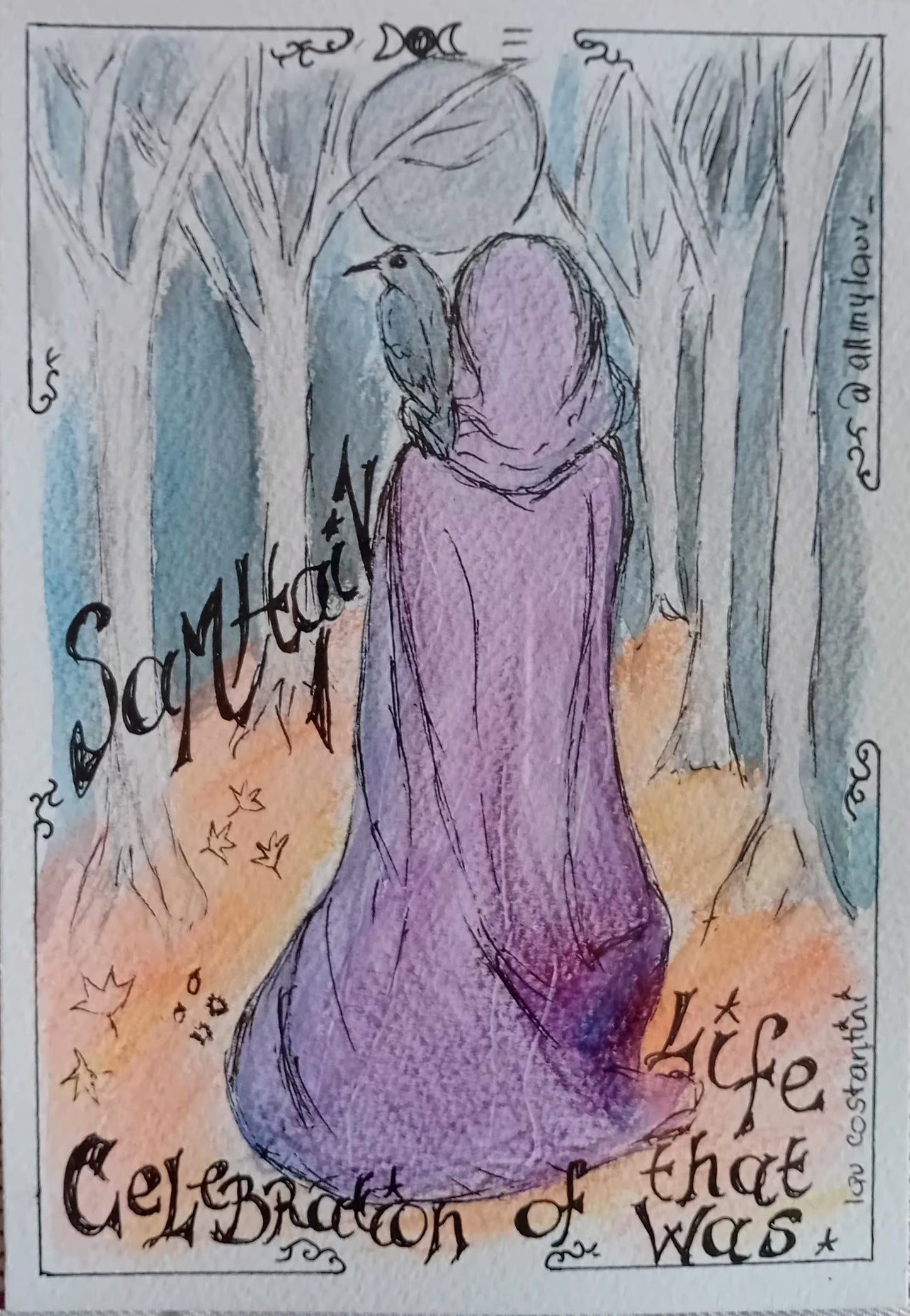 "SAMHAIN!" | Illustration originale de la Roue de l'année par Lau Costantini