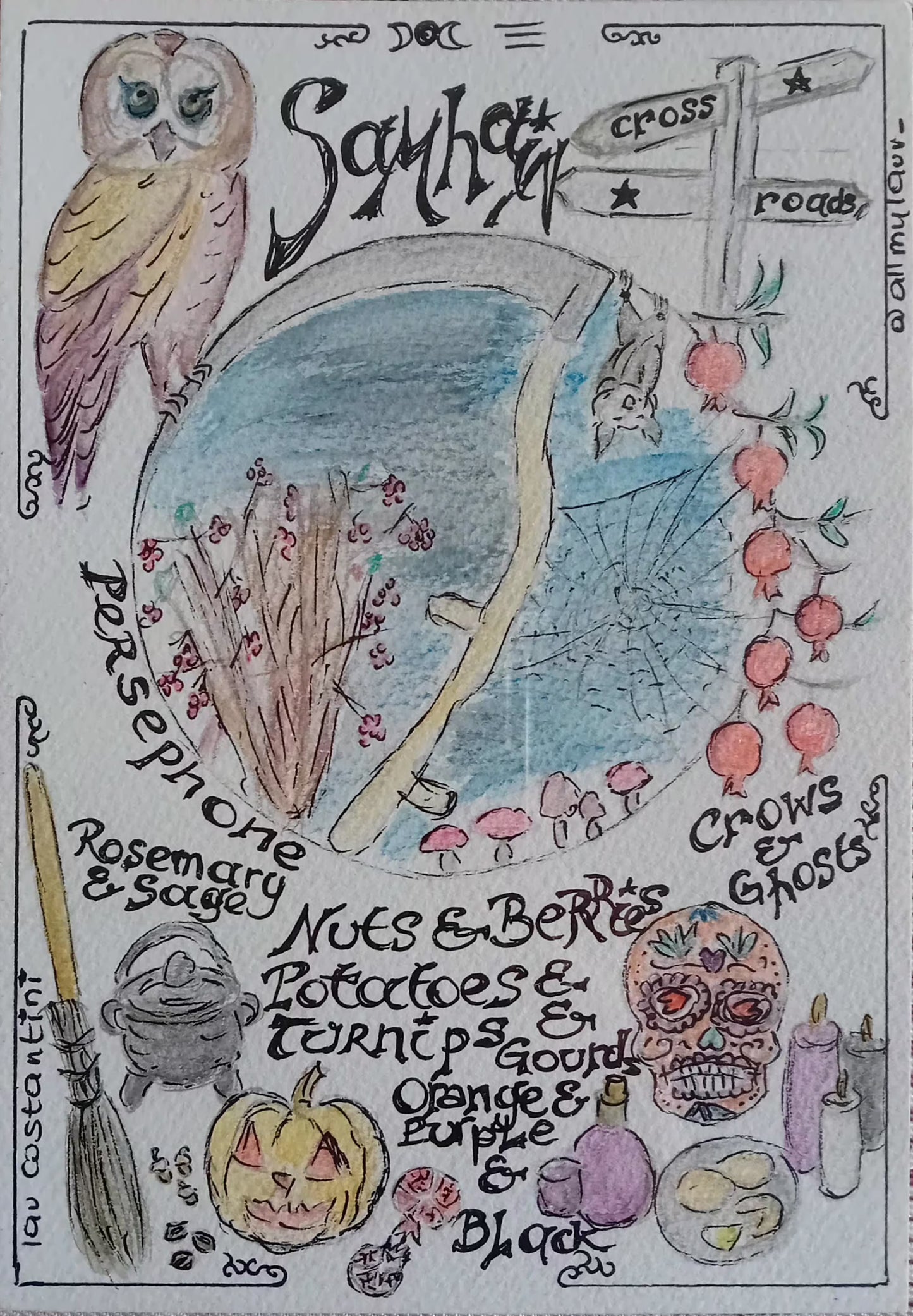 "RAMASSER!" | Illustration originale de la Roue de l'année par Lau Costantini