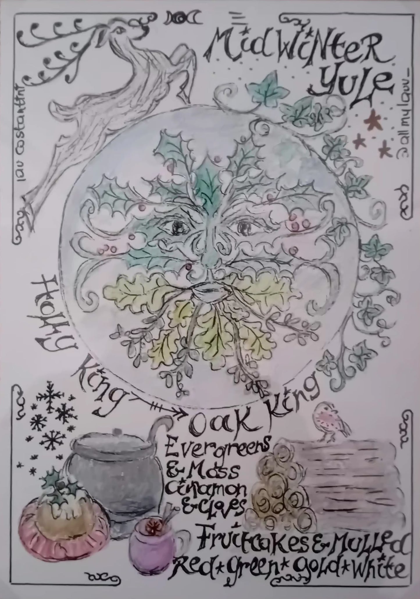 "WARMTH!" |Yule Correspondences Art | Wheel of the Year Original