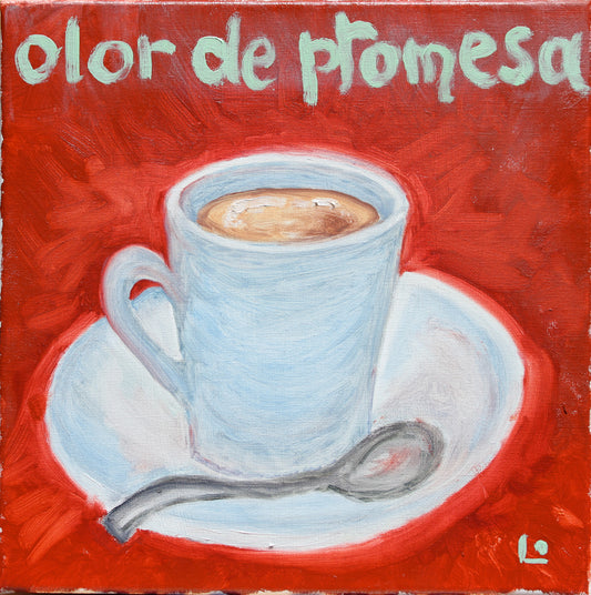 “CAFE!” Pop Art Canvas — Cup of espresso coffee and scent of promises