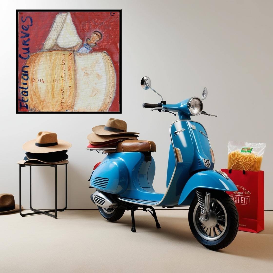 Parmiggiano Art, Spaghetti,Vespa, Curves, Life,Italia-PopArtLau17
