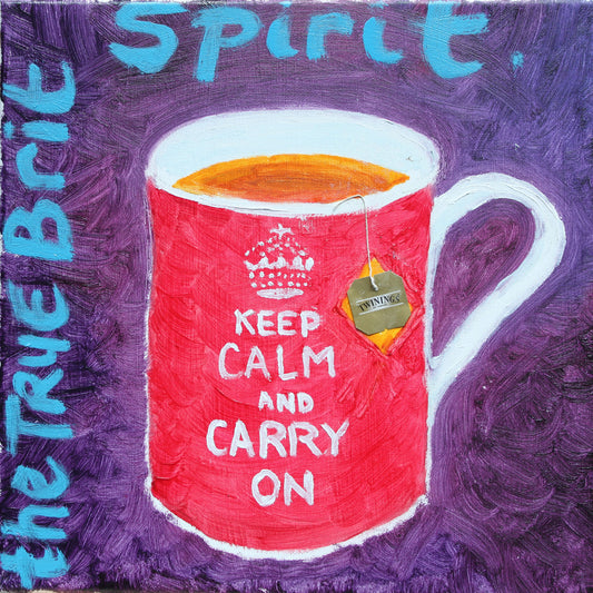 Keep Calm and Carr On Red Mug of Tea on Purple Background Canvas-PopArtLau17
