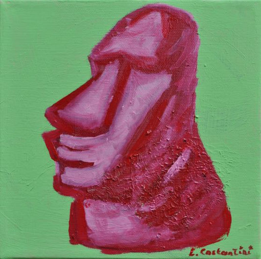 "MOAI!" | Original Rapa Nui Profile Pop Art Canvas by Lau Costantini