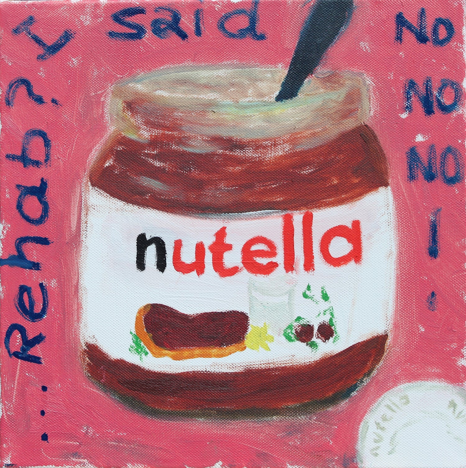 Nutella Jar on Pink Background and Rehab song from Amy Winehouse Canvas-PopArtLau17
