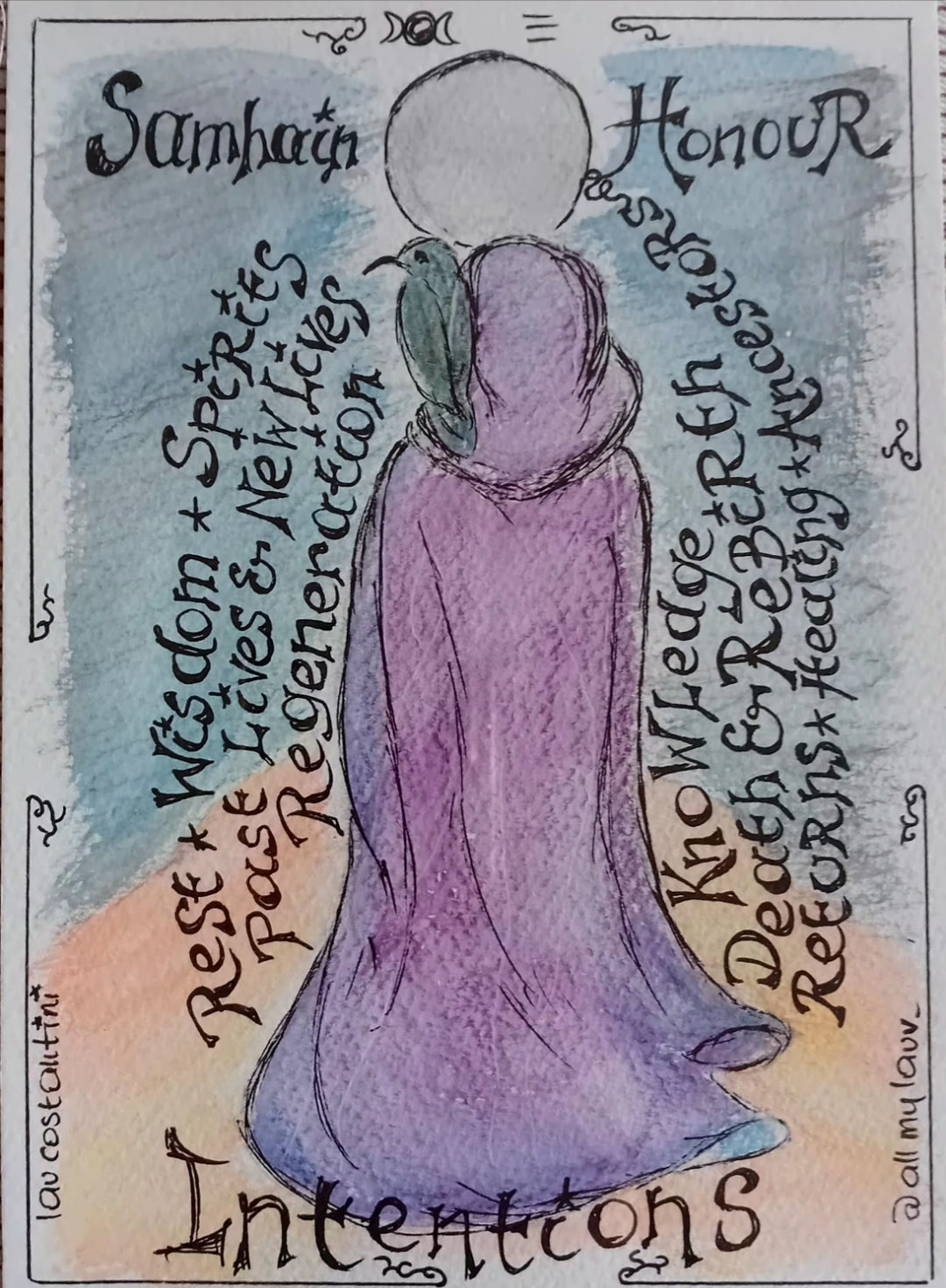 "HONORER!" | Illustration originale de la Roue de l'année par Lau Costantini