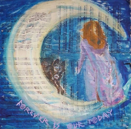 "WANE!" | Original Moon Sisters Waning Moon Witch Art by Lau Costantini