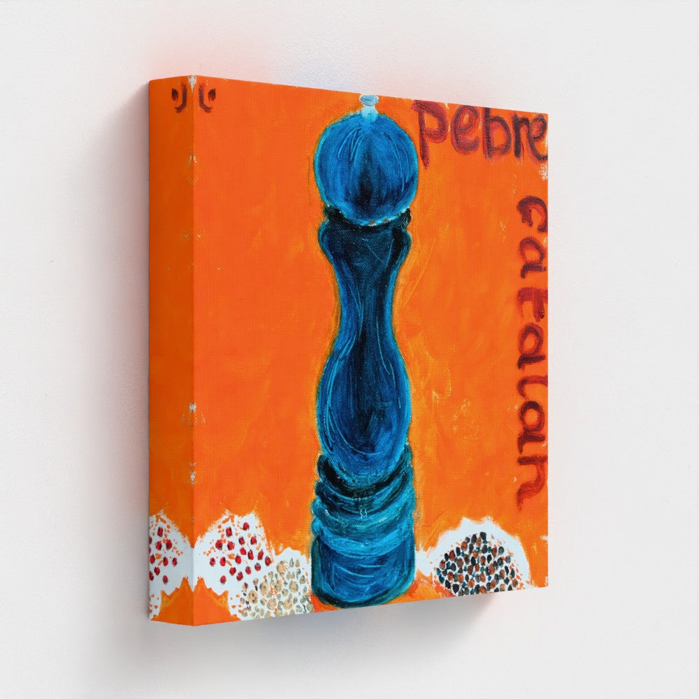 POIVRE — Impression sur toile, moulin à poivre “Pebre Catalan”
