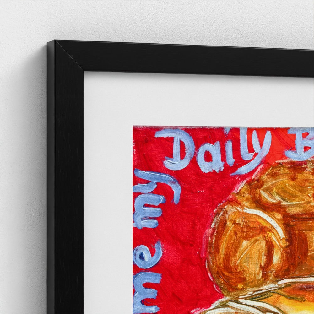 “BREAD!” Art Print on Paper — Bread & Baguette on Red