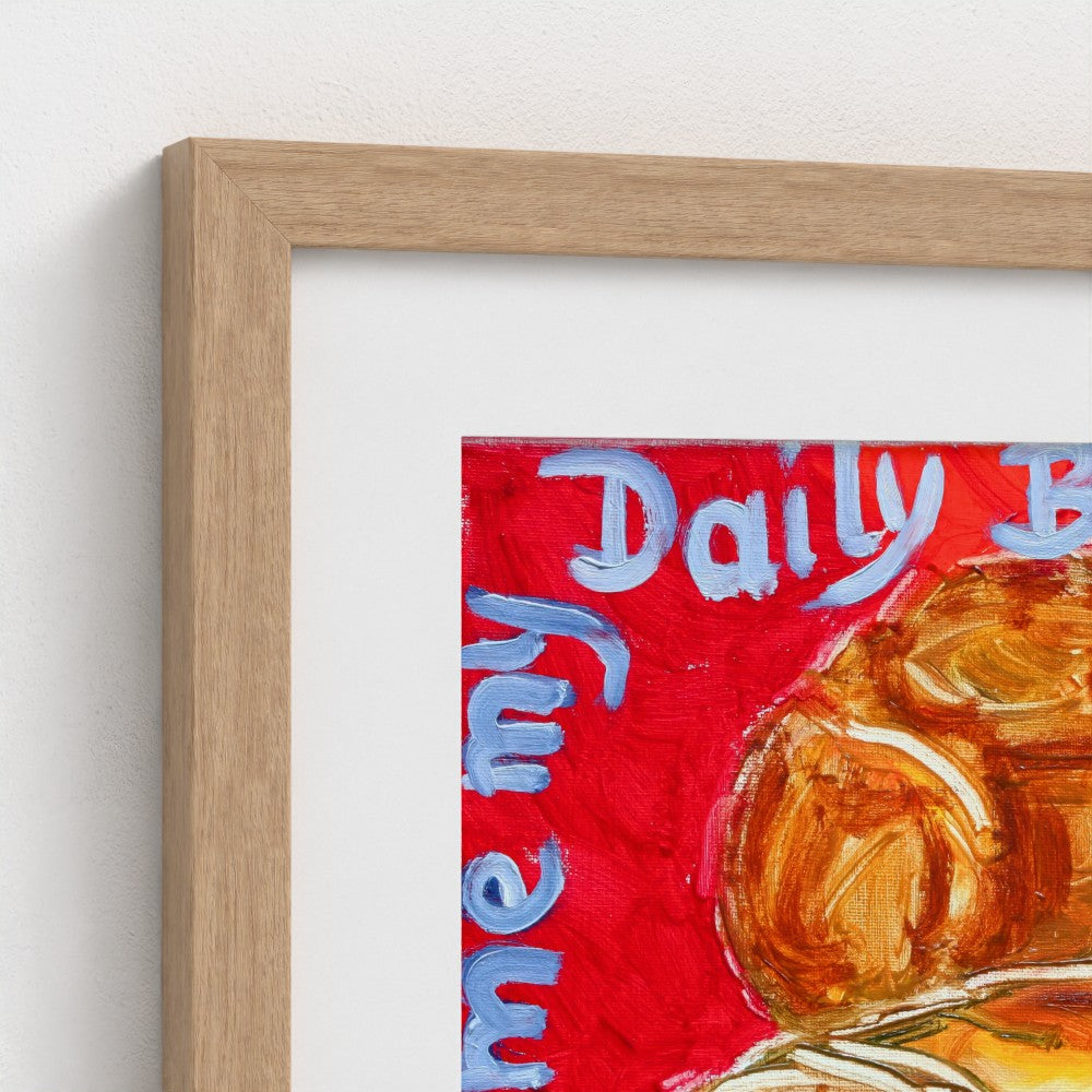 “BREAD!” Art Print on Paper — Bread & Baguette on Red