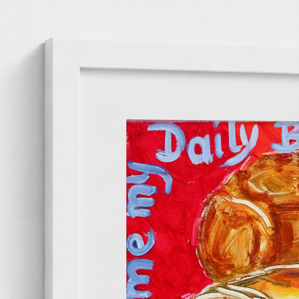 “BREAD!” Art Print on Paper — Bread & Baguette on Red