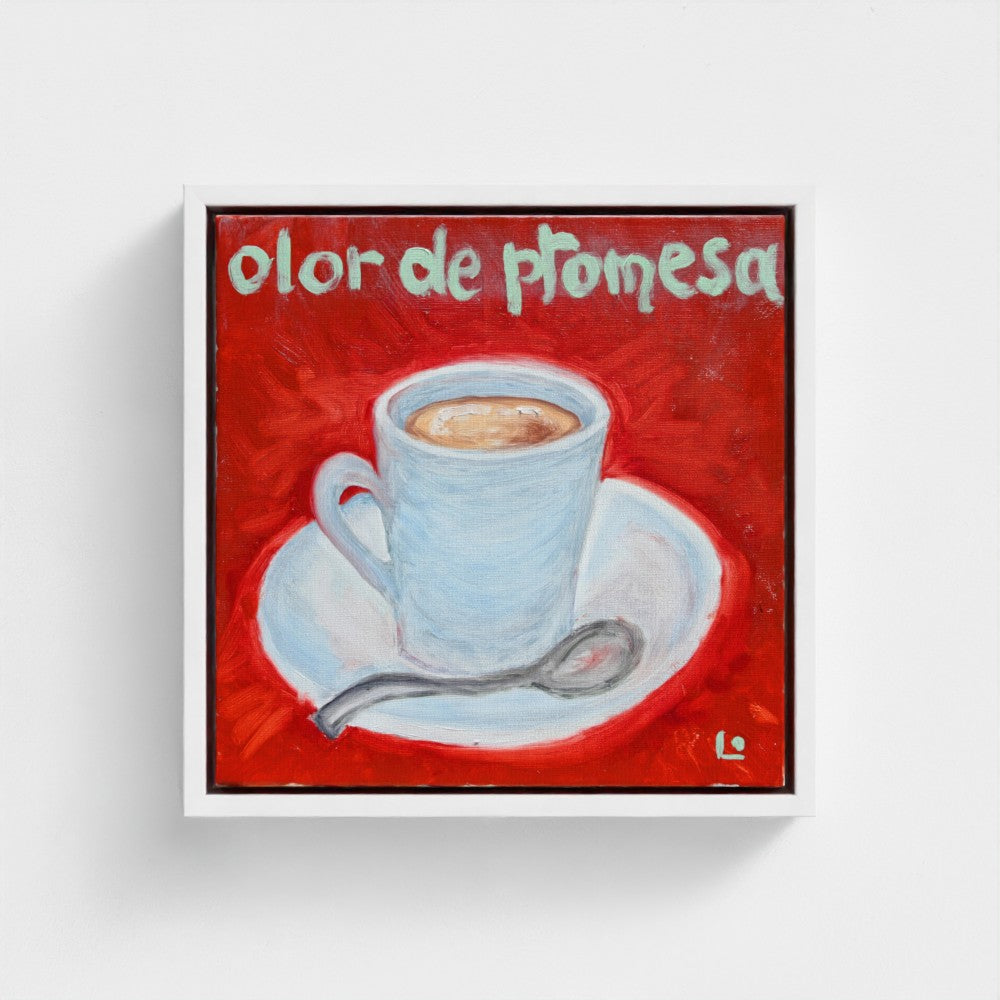 “CAFE!” Pop Art Canvas — Cup of espresso coffee and scent of promises