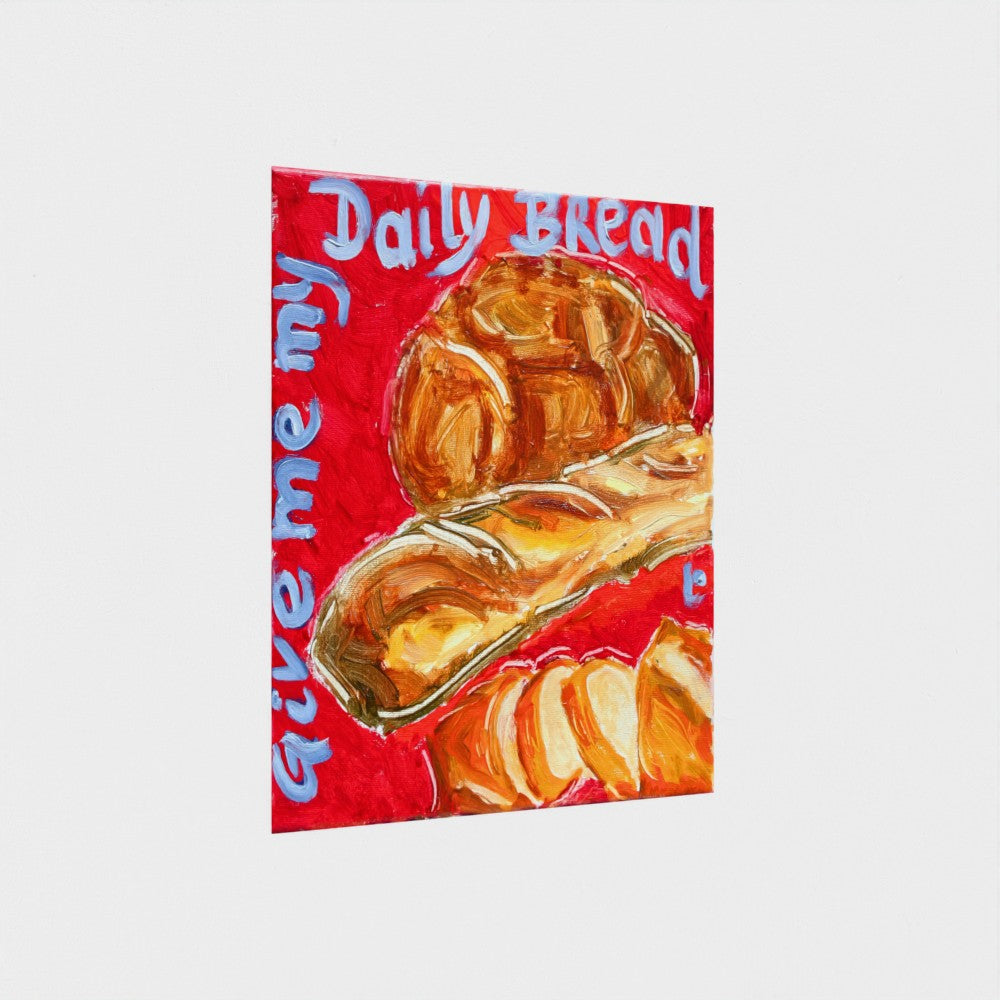 “BREAD!” Art Print on Paper — Bread & Baguette on Red
