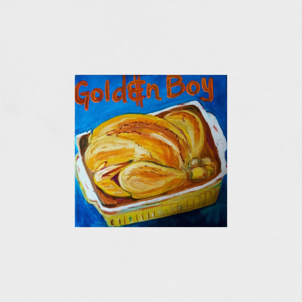 "GOLDEN"! Pop Art Roast Chicken Golden Boy Print on Paper